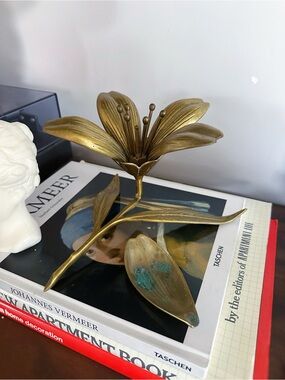 Vintage Brass Lotus Flower Ashtray 5 Removable Petals Mid Century Modern MCM